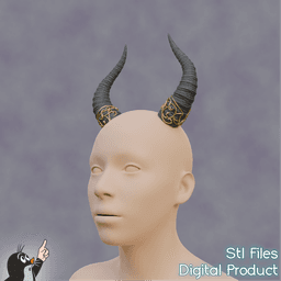 Fantasy Horns with Ornament Cosplay Set 3d model