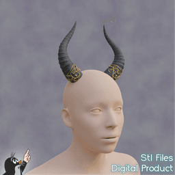 Fantasy Horns with Ornament Cosplay Set 3d model