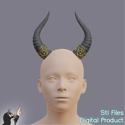 Fantasy Horns with Ornament Cosplay Set 3d model