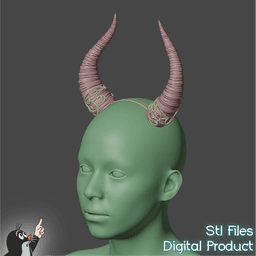 Fantasy Horns with Ornament Cosplay Set 3d model