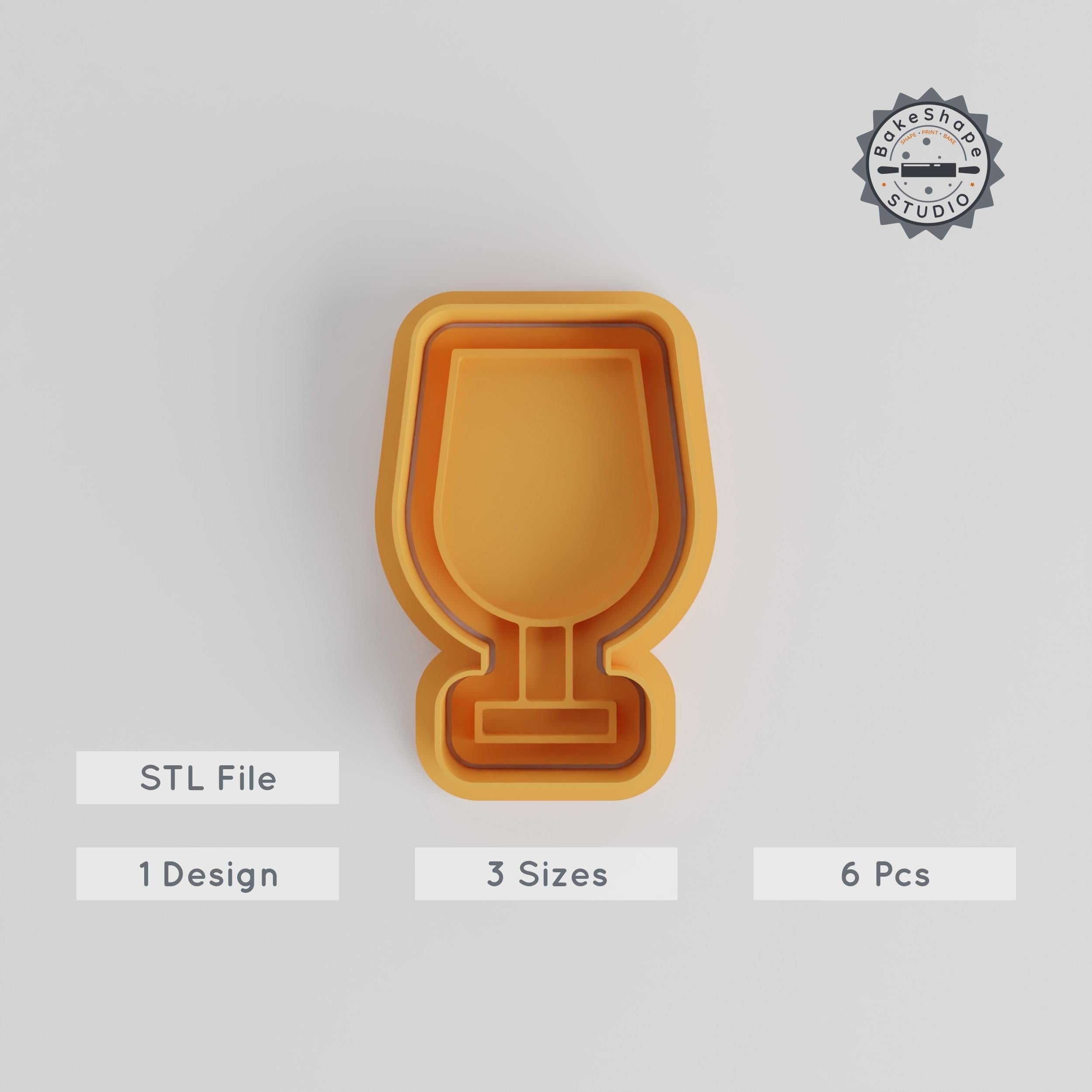 Wine Glass Shape Cutter & Stamp, Cookie & Fondant Tool, Set of 6, Small to Large, Elegant Beverage & Celebration Design PRODUCT_4985 3d model