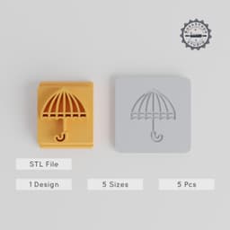Umbrella Stamp Tile Set, 5 Sizes Motifs 20-40mm, Perfect for Clay, Cookies, Fondant & More PRODUCT_5451 3d model