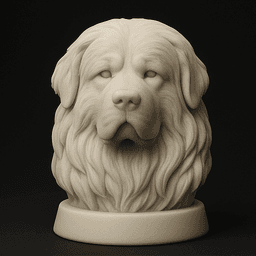Tibetan Mastiff Dog Bust, STL File, 3MF File, 3D Printable Dog Statue, Pet Memorial Digital Download 3d model