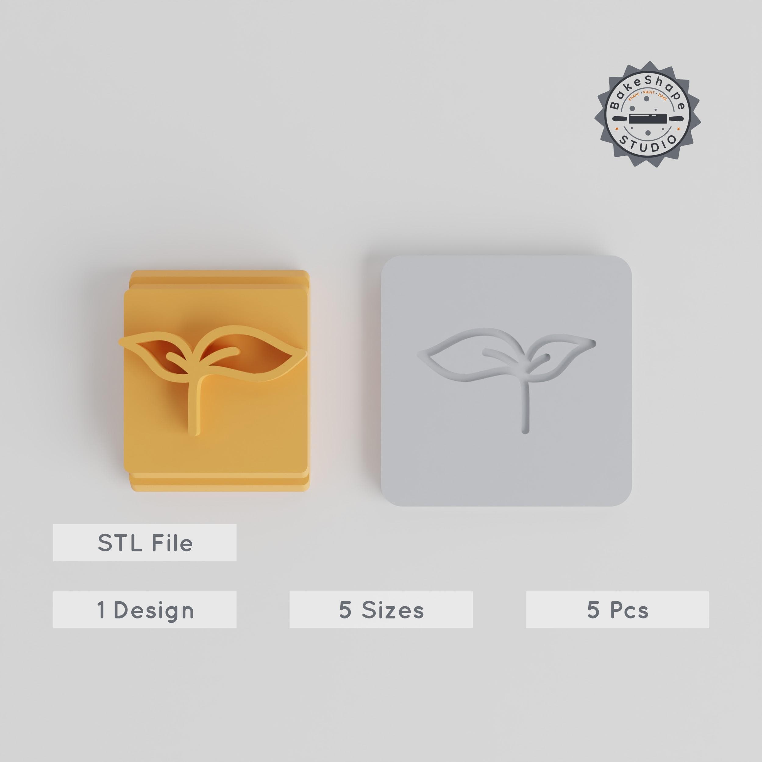 Leaf Stamp Tile Set, Motif Sizes 20-40mm, Perfect for Clay, Cookies & Fondant, Botanical Design Collection PRODUCT_5061 3d model