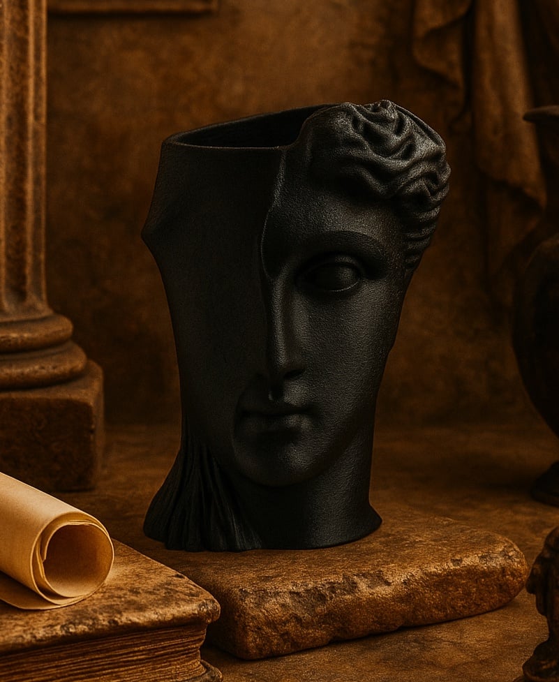 Echo of Marble — Greek-Inspired Matte Black Vase 3d model