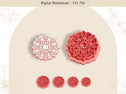 Tribal Abstract Flower Clay Cutter for Polymer Clay | Digital STL File | Clay Tools | 4 Sizes 3d model