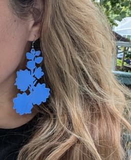 Larkspur Earrings - July Birth Flower - wildflower, botanical plant dangle earrings 3d model