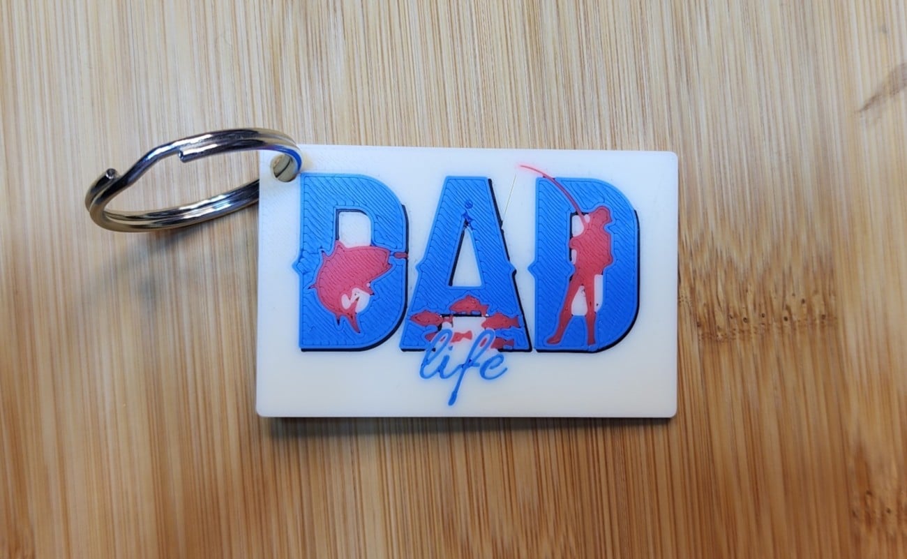DAD Keychain | Fathers Day Gift | Gift for Dad | Fishing Keychain | Easy Print | Multicolor Print | 3d model