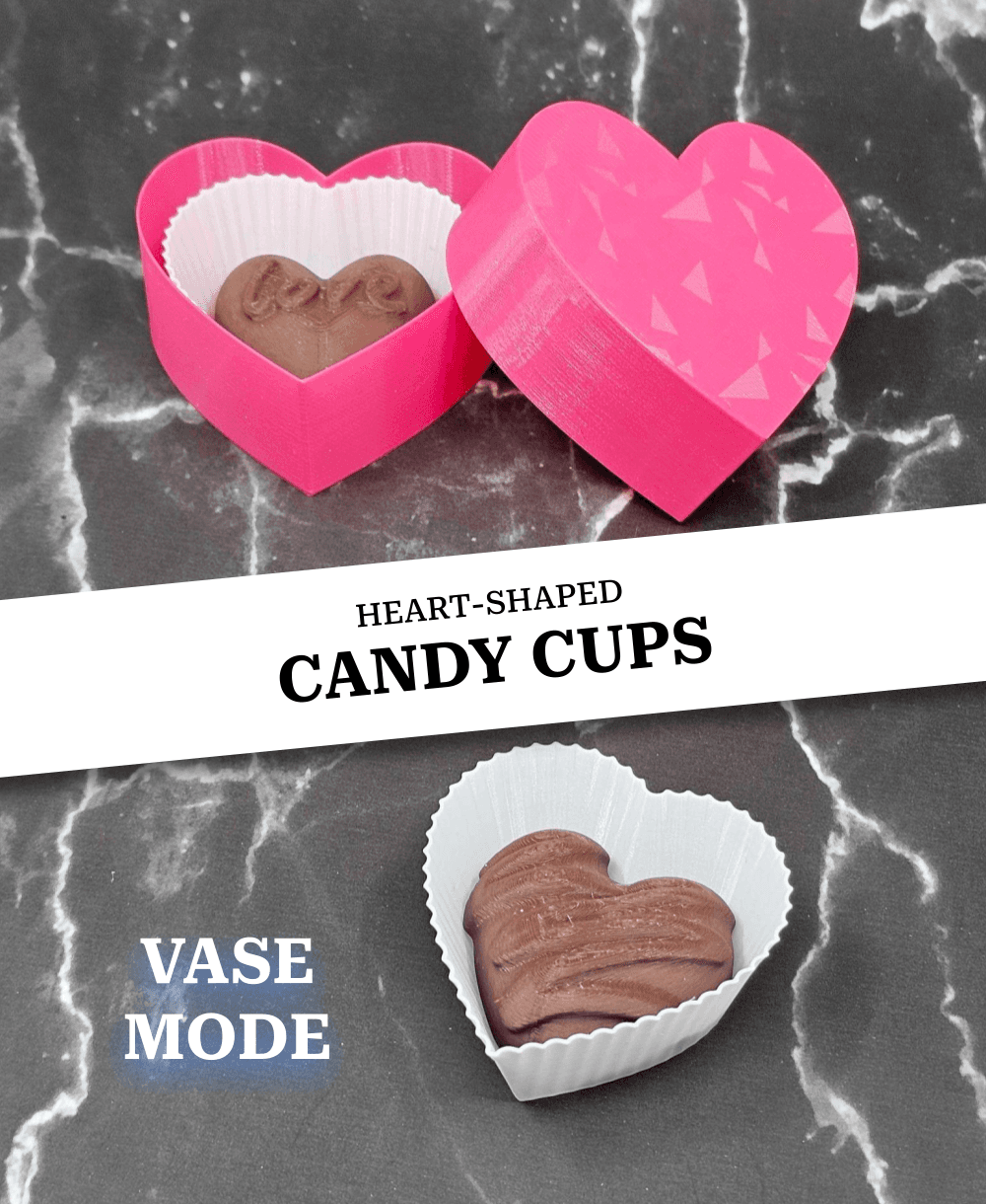Heart-shaped candy cups (Spiral vase mode) | #Valentines chocolates 3d model