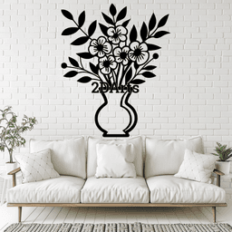 Vase with Flowers 2D Wall Art/Window Art - Digital STL & SVG Files for 3D Printing and Laser Cutting 3d model