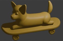 Corgi en patineta 3d model