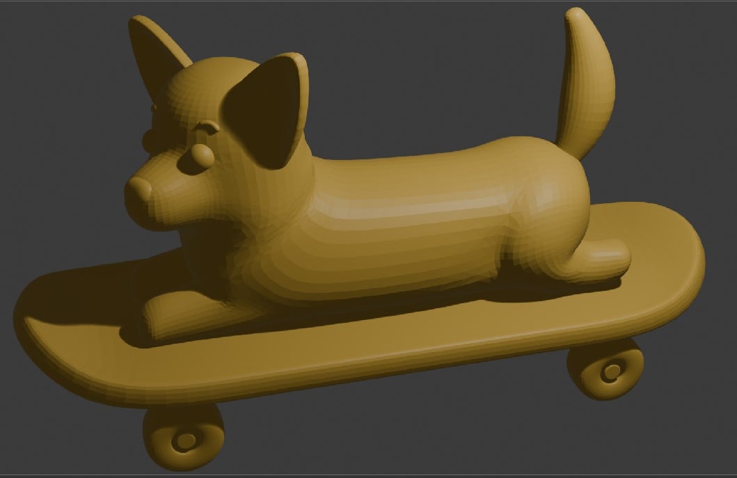 Corgi en patineta 3d model