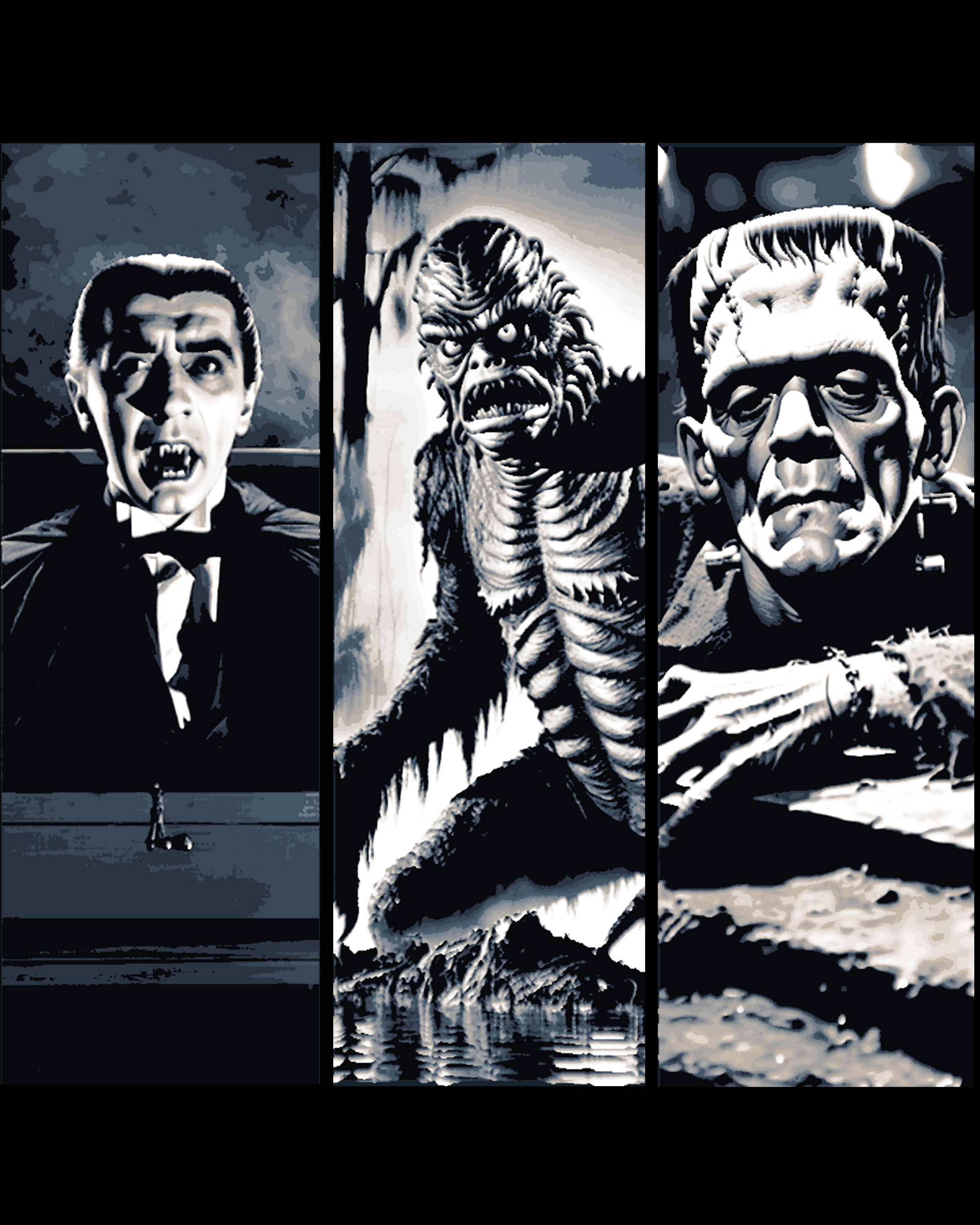 Classic Monsters - the villains in black and white cinema - Set of Bookmarks 3d model
