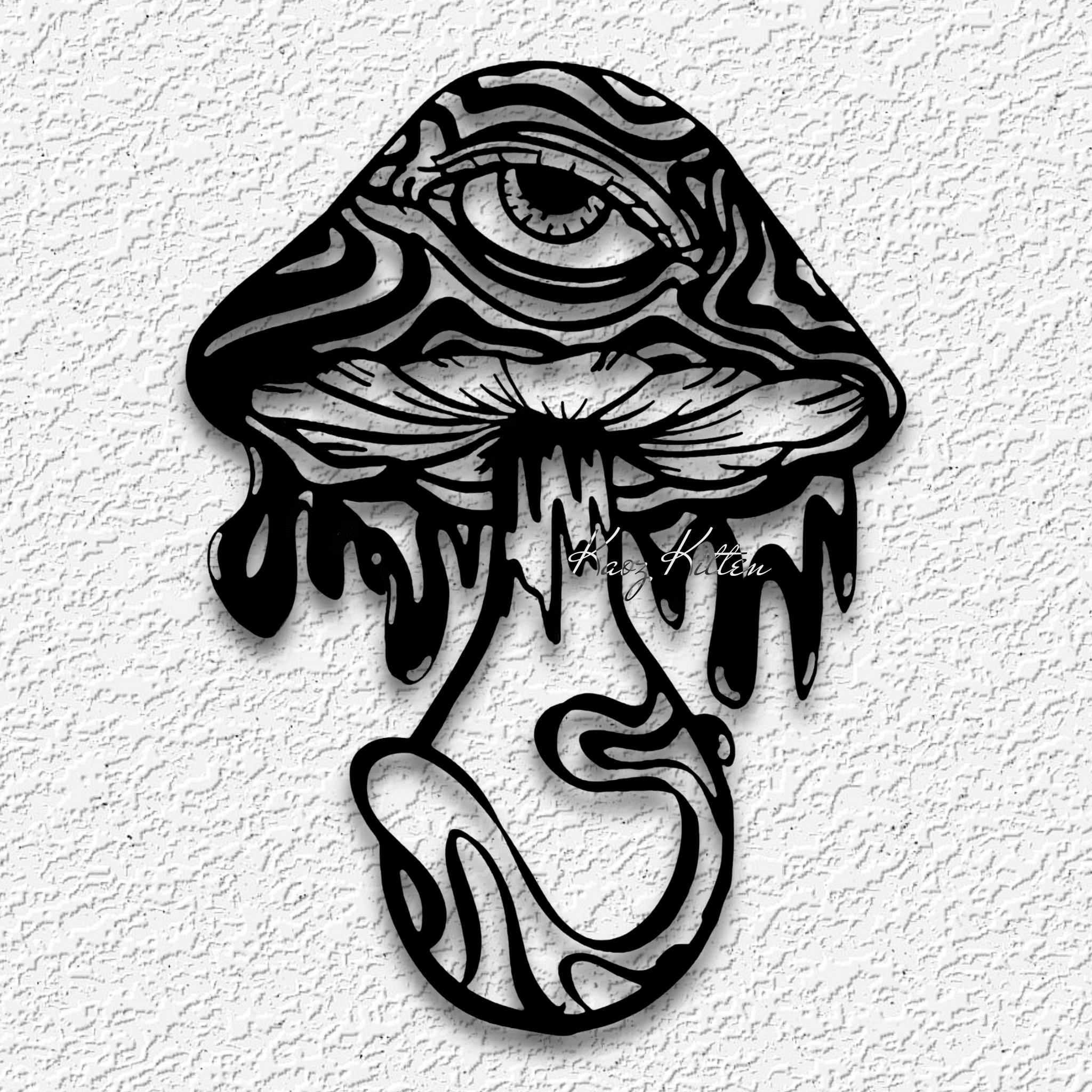 trippy mushroom with eye wall art hippie home decor 3d model