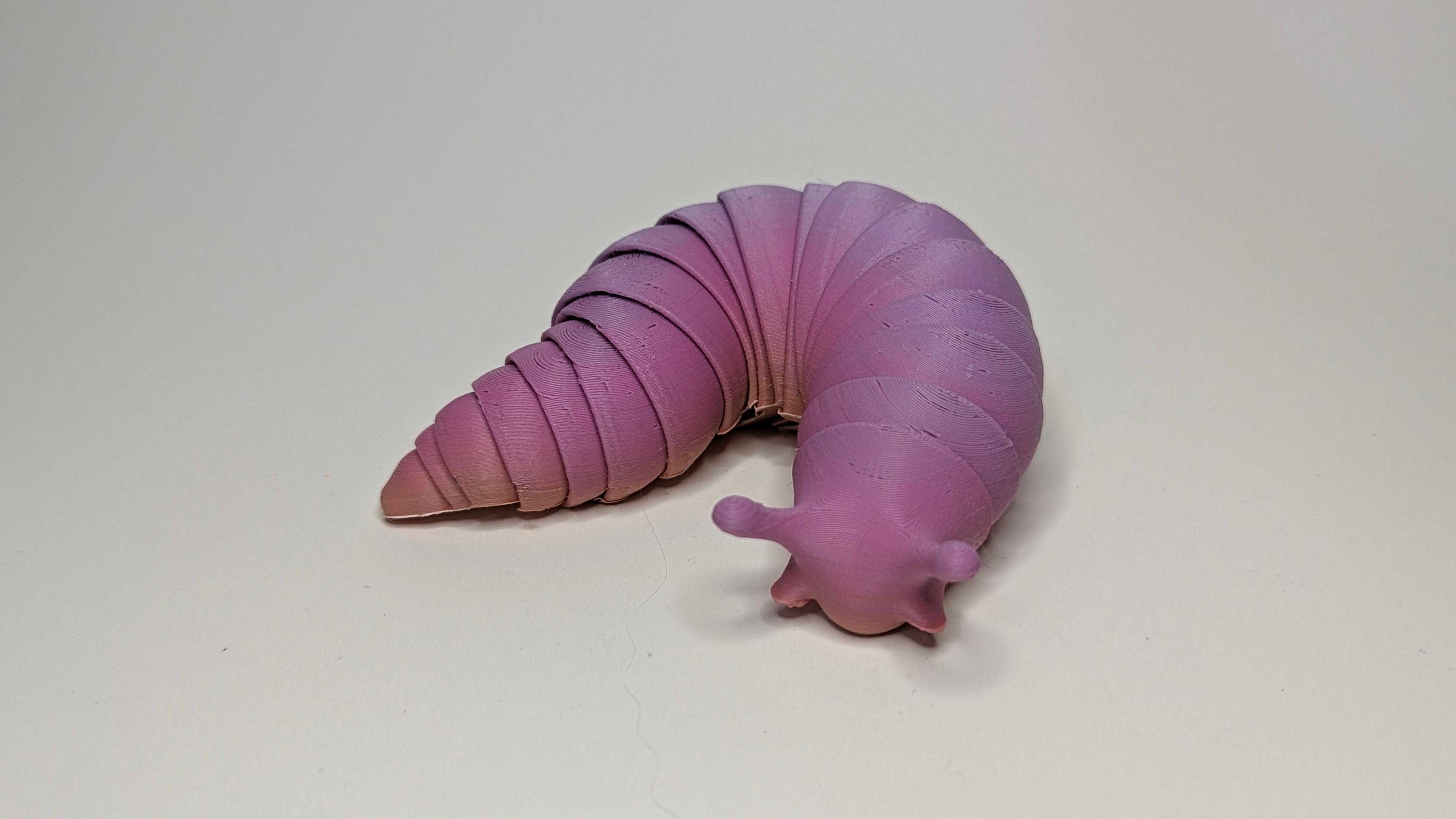 Friendly Articulated Slug with hidden magnets - Printed in Polymaker PolyTerra Pastel Rainbow.  - 3d model