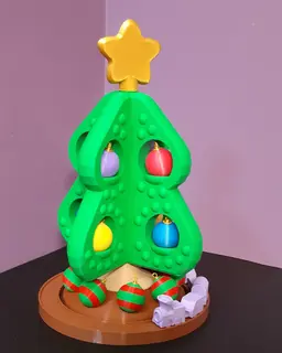 Decorative Christmas Tree With Ornaments and Train - Support Free 3d model