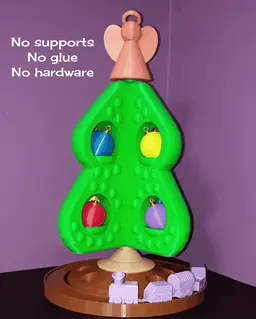 Decorative Christmas Tree With Ornaments and Train - Support Free 3d model