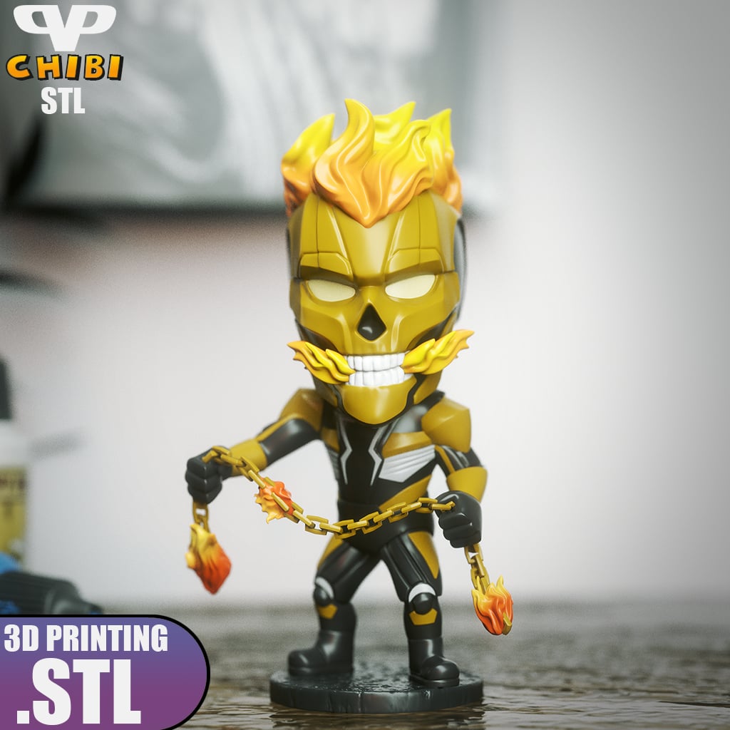 Ghost Rider Midnight Suns Chibi STL for 3D Printing ChibiSTL 3DXM 3d model