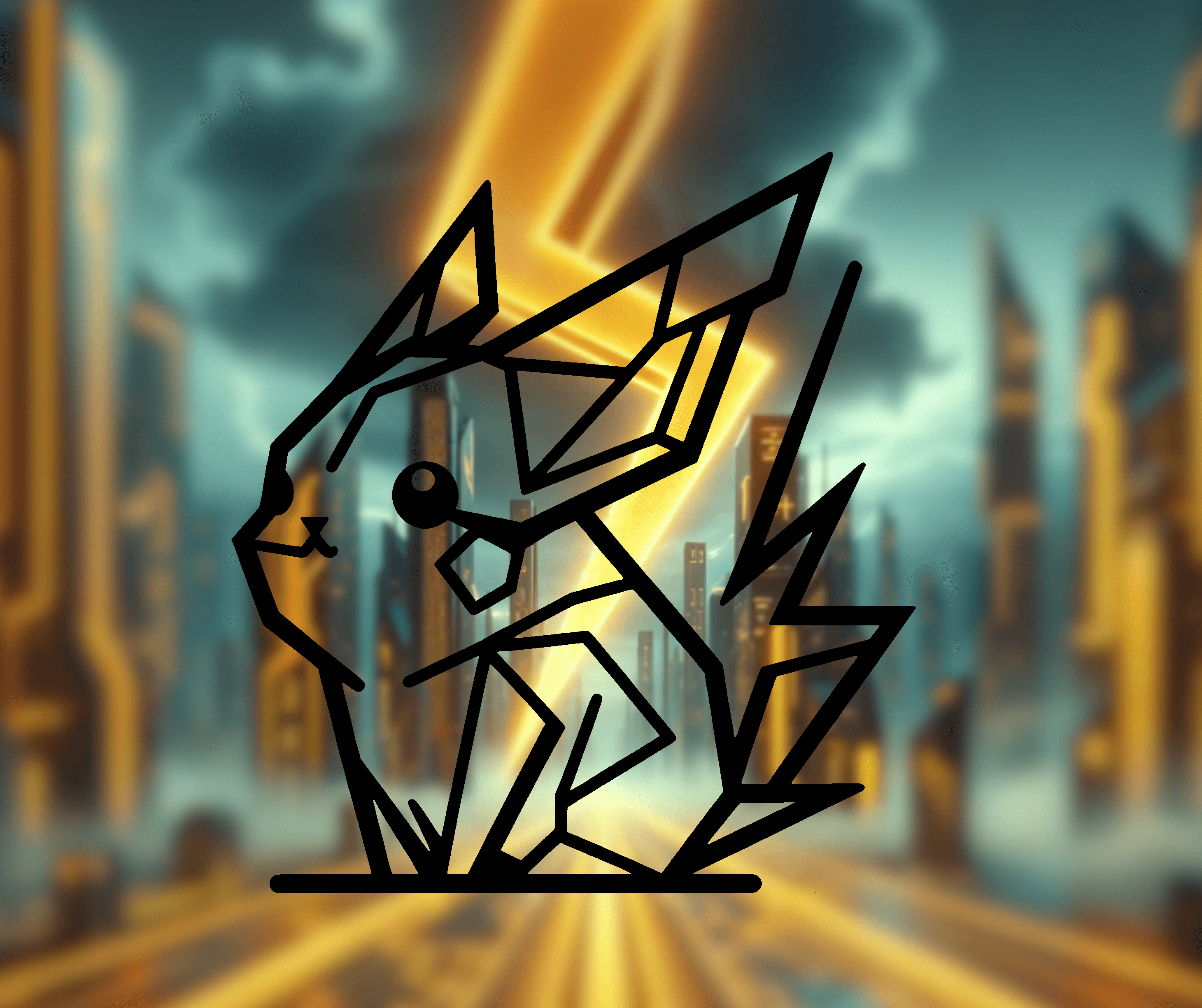 Geometric Pikachu wallart 2D 3d model