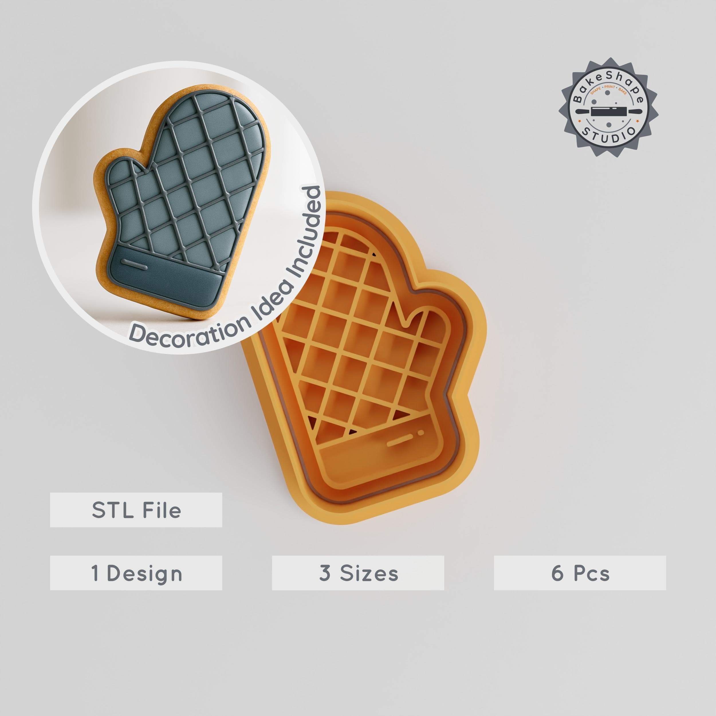 Oven Gloves Shape Cutter, Stamp Set for Cookies & Fondant, Kitchen Mitts, Heat Mitts, Chef Mitts, 6-Piece Collection PRODUCT_703 3d model