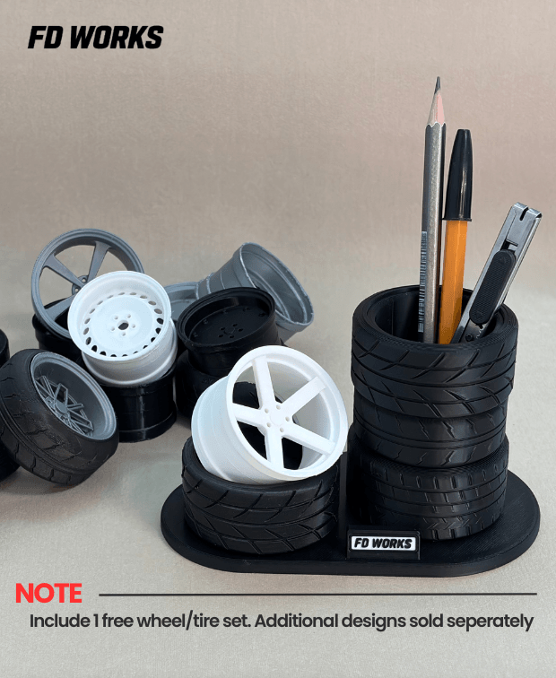 Tire Stack Desk Pen Holder 3d model