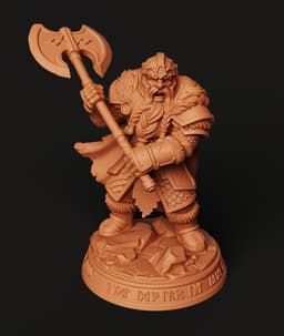 Dwarf Axe Warrior STL | Fantasy 3D Print | RPG Mini 3d model
