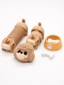 Kawaii Springy Flexi Toy Poodle Dog Toy Keychain(Multicolor) 3d model