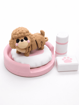 Kawaii Springy Flexi Toy Poodle Dog Toy Keychain(Multicolor) 3d model