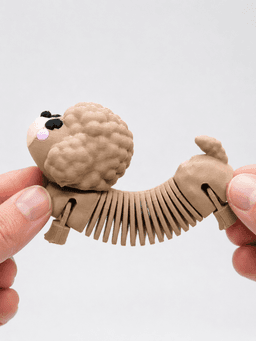 Kawaii Springy Flexi Toy Poodle Dog Toy Keychain(Multicolor) 3d model
