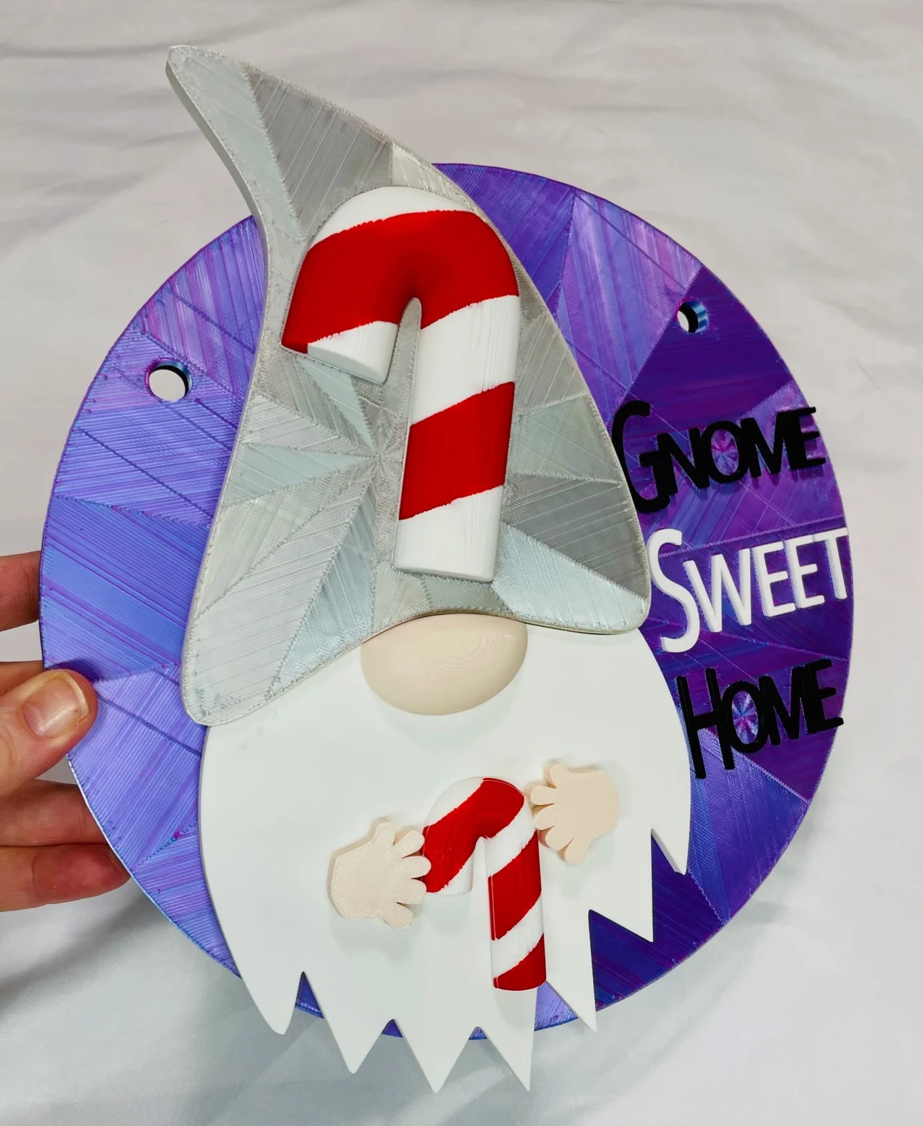 Magnetic Candy Cane Hat For Modular Gnome Sign 3d model