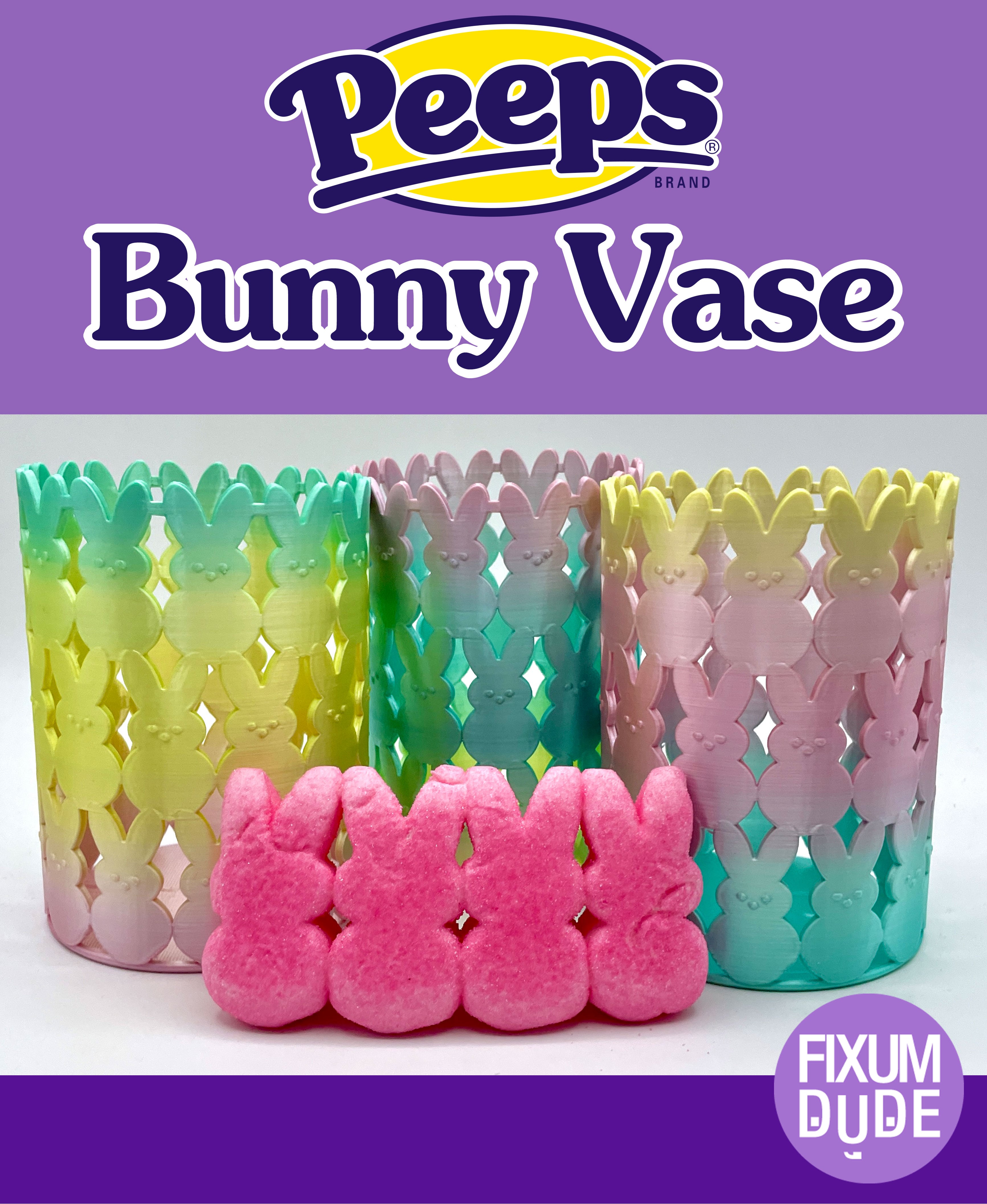 Peeps Bunny Vase/Basket 3d model