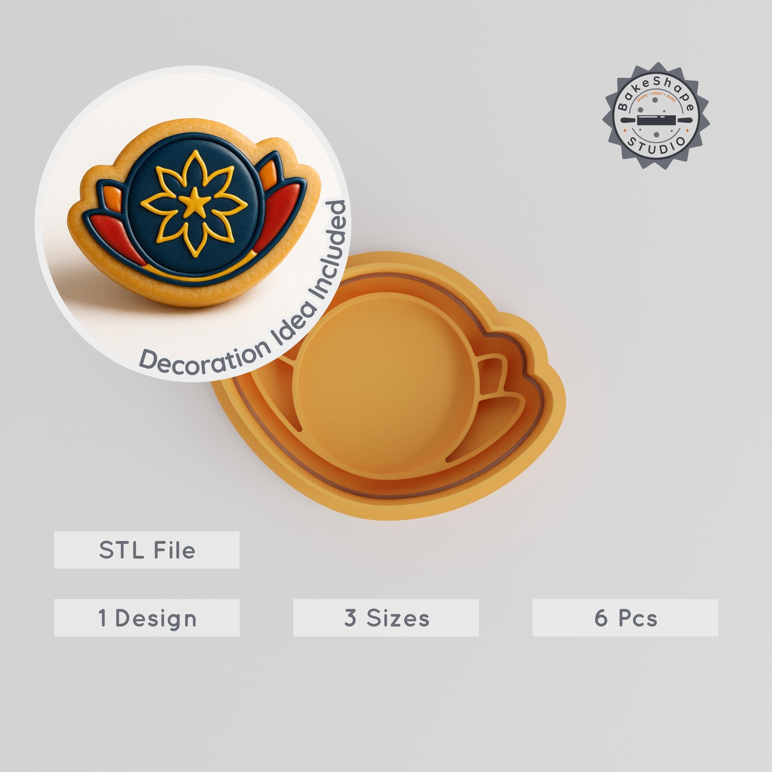 Pushya Nakshatra Vedic Astrology Shape Cutter & Stamp, Cookie & Fondant Design, S/M/L Sizes, 6-Piece Set PRODUCT_1082 3d model