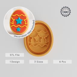 Easter Egg Shape Cutter & Stamp Set, Perfect for Cookies & Fondant, 6-Piece, S/M/L Sizes, Festive Egg Ornament PRODUCT_46 3d model