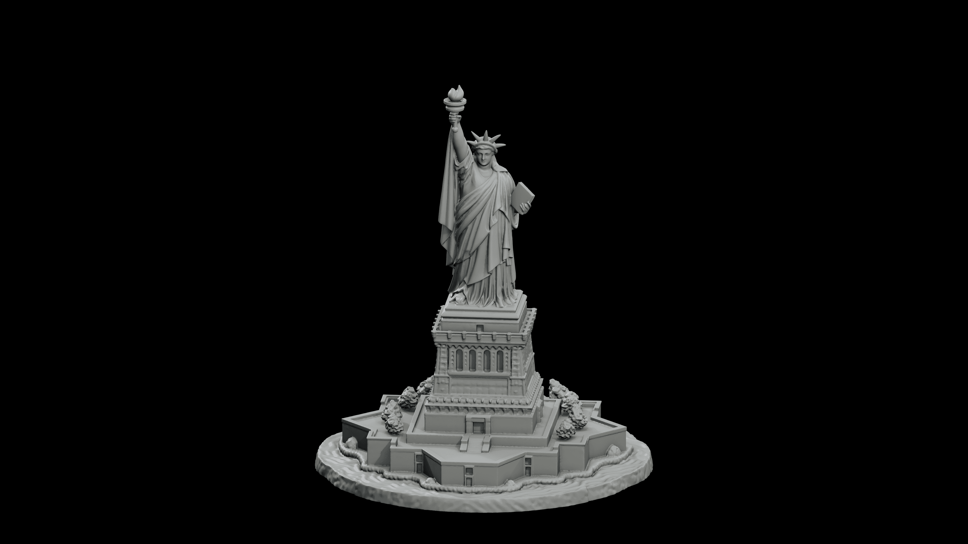 Statue of Liberty Harbor Monument STL - Printable Landmark Desk Miniature 3d model