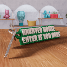 Haunted House Enter If You Dare Spooky Keychain 3d model