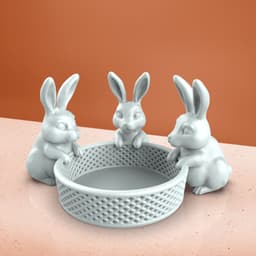 3D Easter Bunny Basket, 3 Rabbit Model, Easter Egg Gifts, Bunny Basket, Easter Basket, Planter 3d model