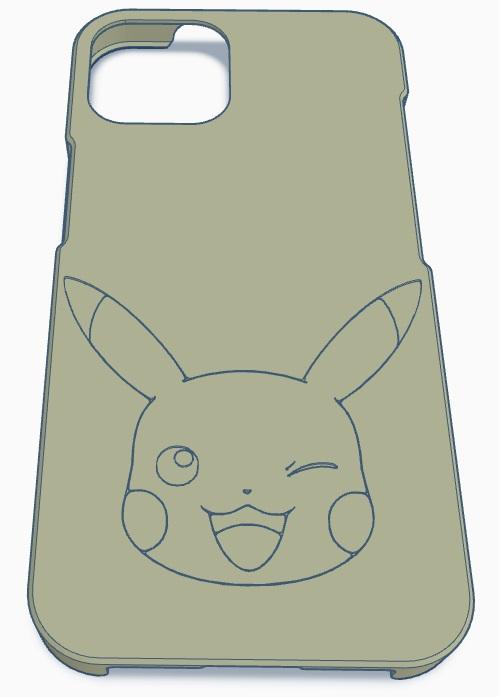 Pikachu winking iPhone 14 case 3d model
