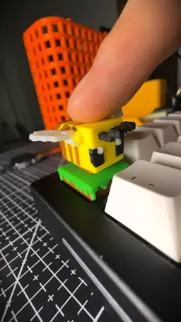 Blocky Bee Keycap | Wings Flap When You Press 3d model