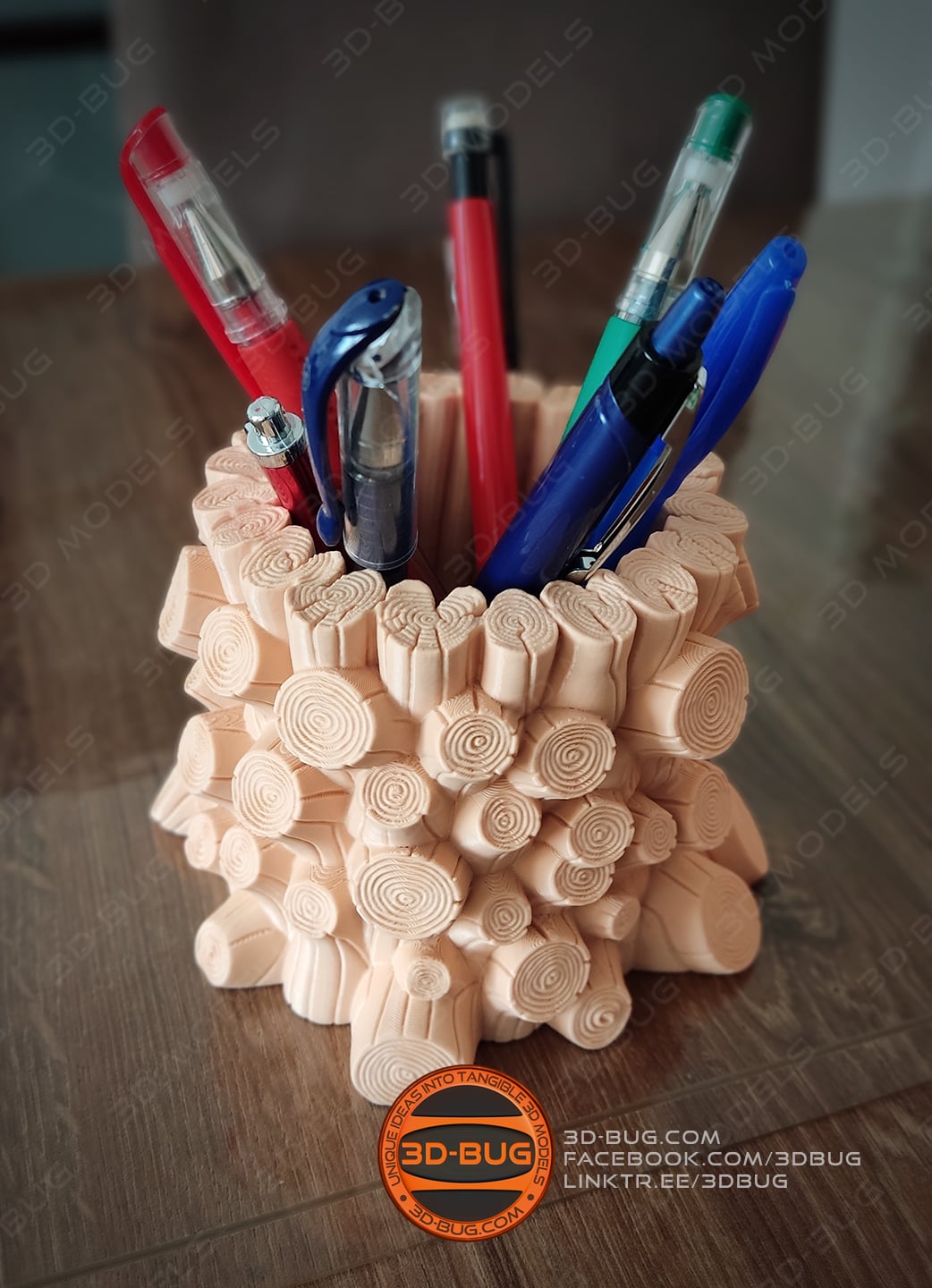 Tree Stump Pen Holder 3d model