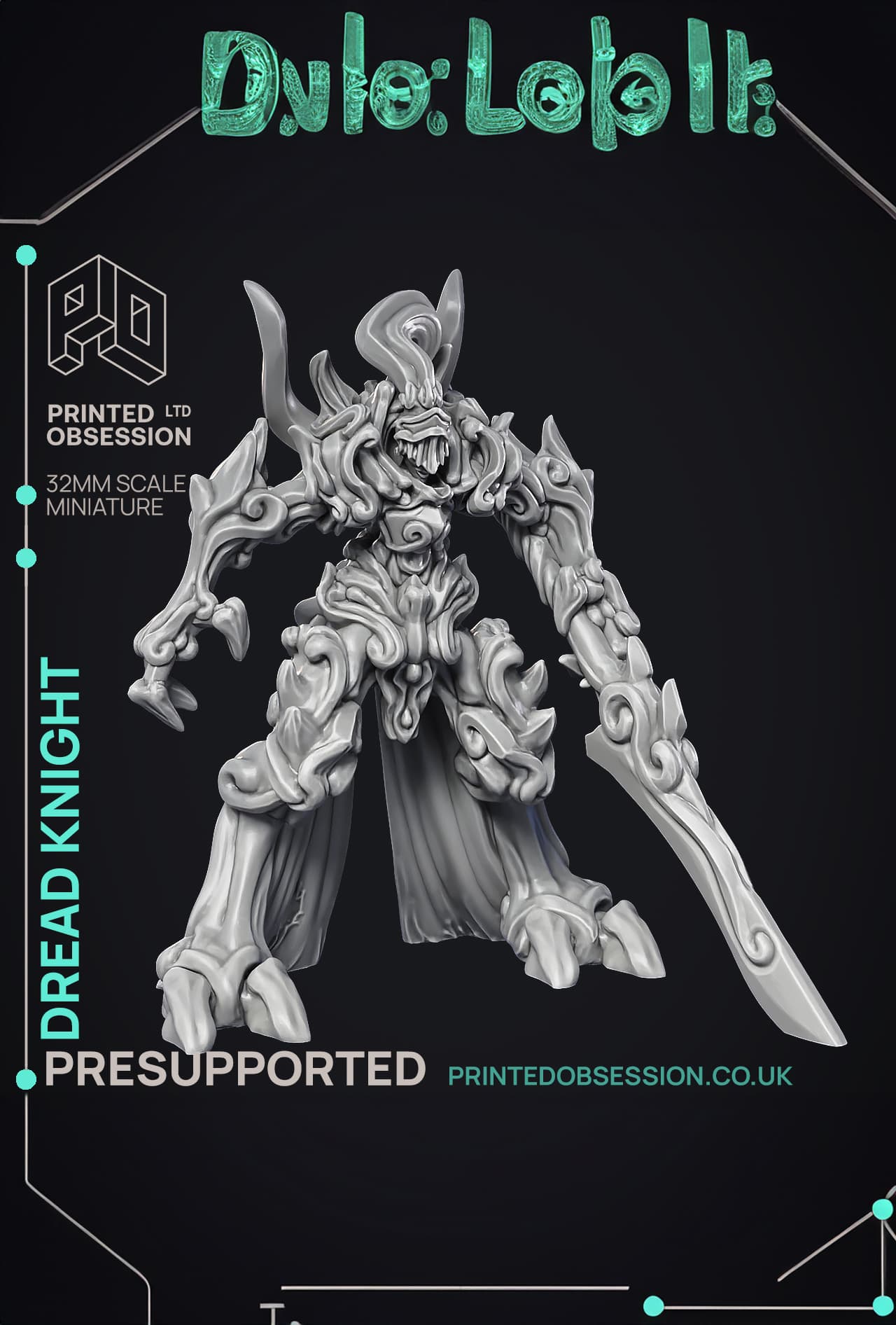 Dread Knight - Large Monster - PRESUPPORTED - Hell Hath No Fury - 32mm Scale 3d model