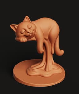 Melting Ginger Cat STL | Surreal Pop Art 3D Print | Liquid Cat Decor 3d model
