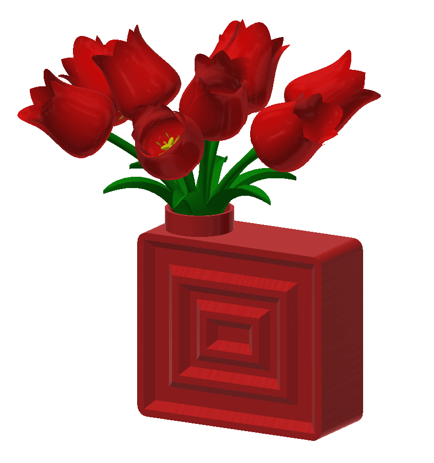 Decorative flower plant vase 3d model