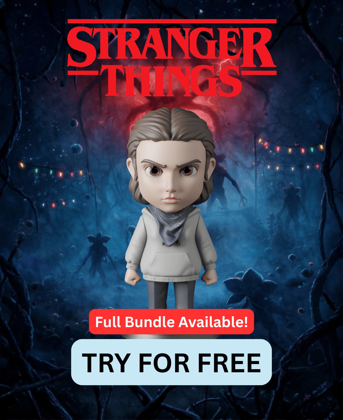 Eleven Stranger Things - Free Sample STL | Full 17-Character Bundle on Profile 3d model