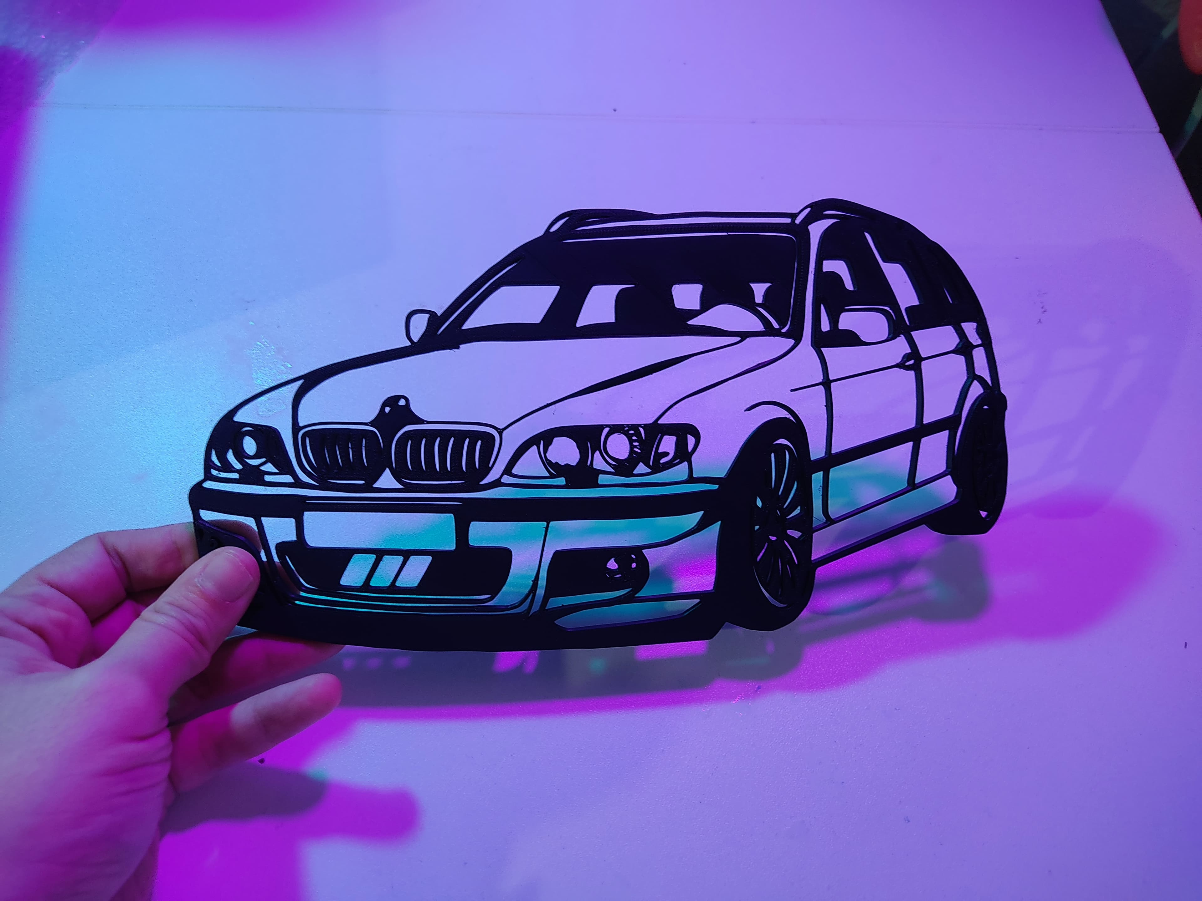Bmw e46 touring 2d wallart, silhouette 3d model