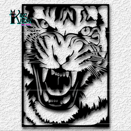 framed roaring tiger wall art jungle wildlife decor big cat 3d model