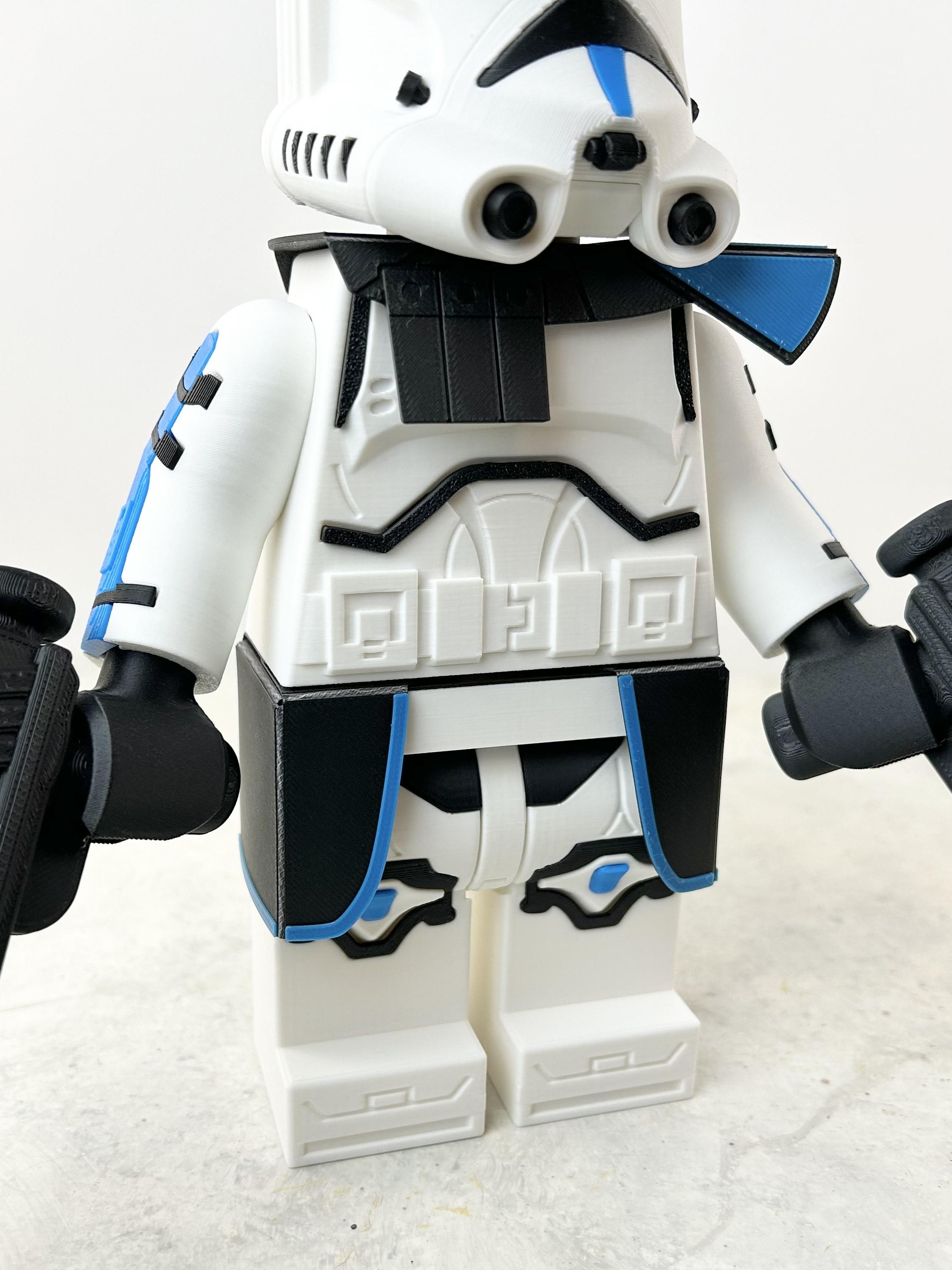 Captain Rex (6:1 LEGO-inspired brick figure, NO MMU/AMS, NO supports, NO glue) 3d model