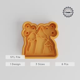 Mountains Cookie Cutter & Stamp Set, Nature Landscape Design, for Fondant & Cookies, 3 Sizes, 6-Piece Pack PRODUCT_5397 3d model
