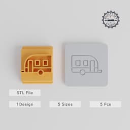 Caravan Stamp Tile Set, 5 Sizes 20-40mm, Perfect for Clay, Cookies & Fondant, Travel Trailer Motif for Crafting & Baking PRODUCT_3304 3d model