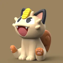 Chibi Meowth (Easy Print No Supports) 3d model