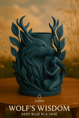 Wolf-shaped vase art organizer for forest soul 3d model